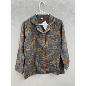 Xindaer Womens Pajama Two Piece Set Size Medium Floral Long Sleeve Button Up NWT
